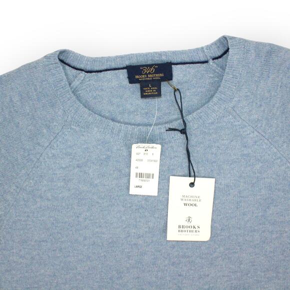NewWithFlaws Large BrooksBrothers 346 Washable Wool Sweater LightBlue - Picture 4 of 11